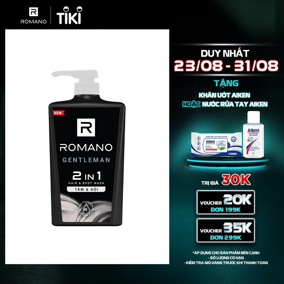 Sữa tắm gội cho nam Romano 2 trong 1 Gentleman 650g