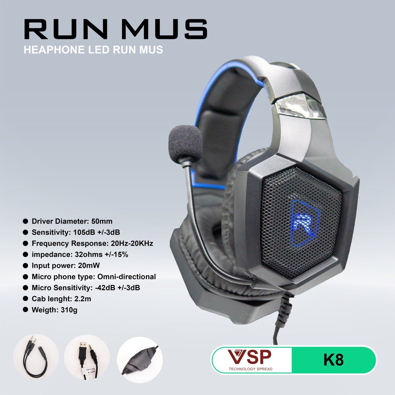 Tai Nghe VSP K8 LED Gaming - Hàng chính hãng