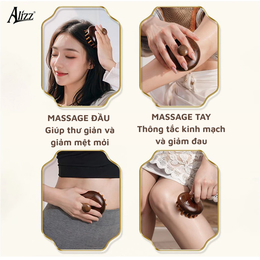 Lược gỗ đàn hương massage đầu giúp thư giãn và giảm hiệu quả nhanh chóng
