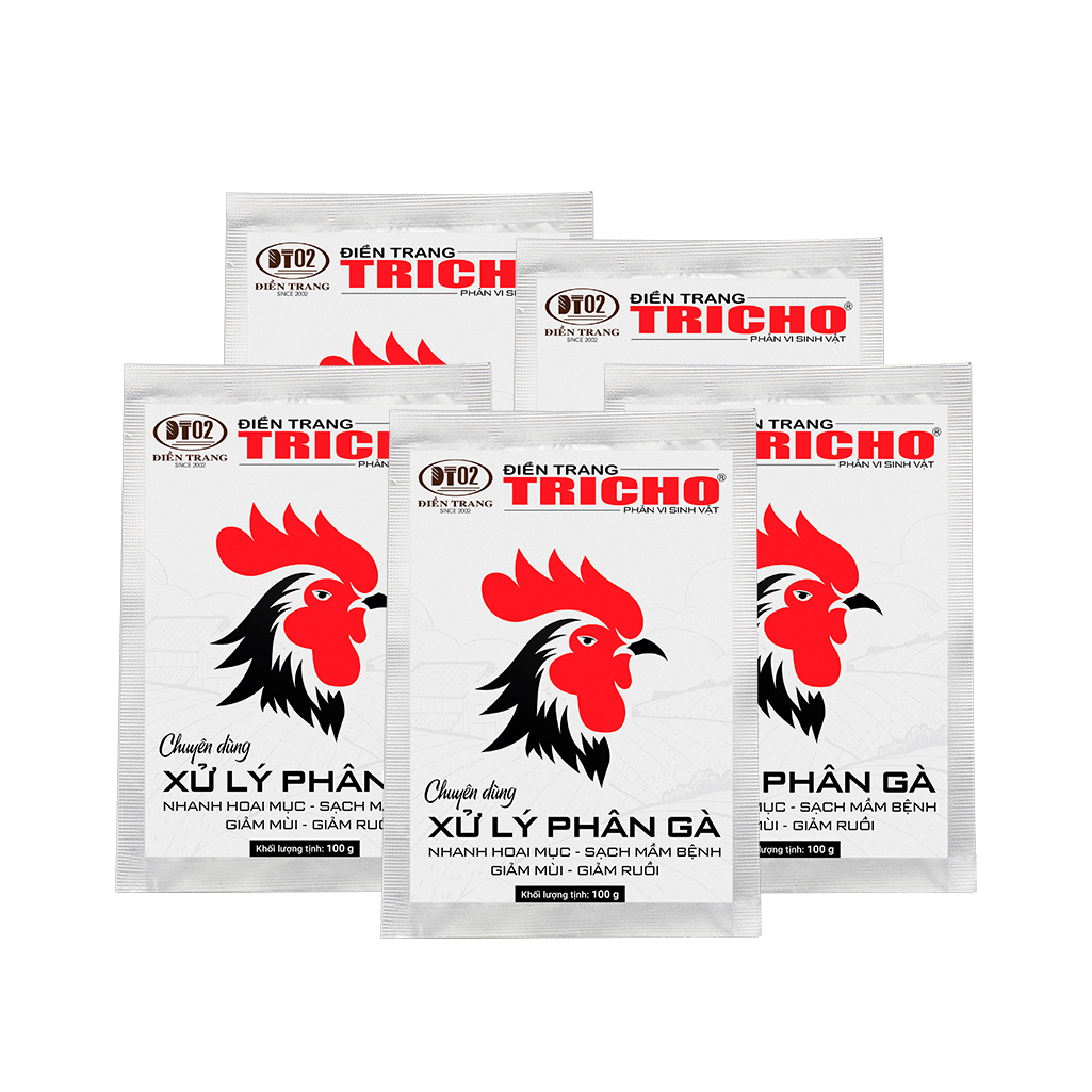 ĐIỀN TRANG TRICHO - CHUYÊN DÙNG XỬ LÝ PHÂN GÀ 100G - COMBO 05 ĐẶC BIỆT - NẤM TRICHODERMA - Ủ HOAI SẠCH MẦM BỆNH