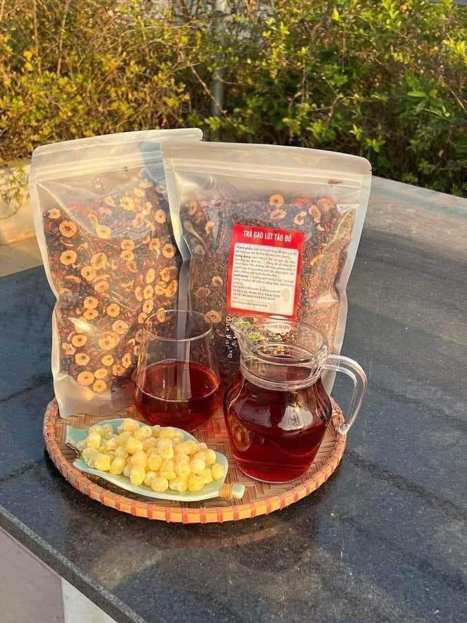 Trà Gạo Lứt Táo Đỏ Huyết Rồng túi 1kg    Mát gan giải độc, thanh lọc cơ thể…