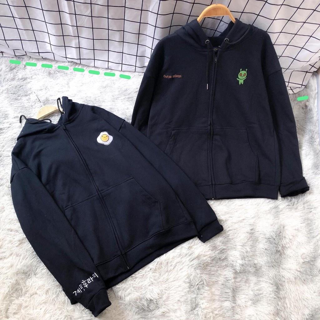 Áo Khoác nỉ thêu hình MEANSTORE form rộng có mũ Unisex nam nữ oversize Ulzzang Streetwear Hàn Quốc - Cutie alien