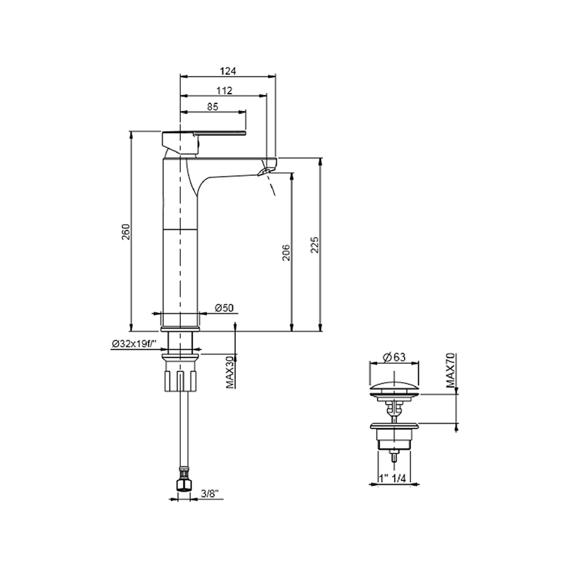 Vòi chậu lavabo 22029CR iCrolla - Hàng Chính Hãng