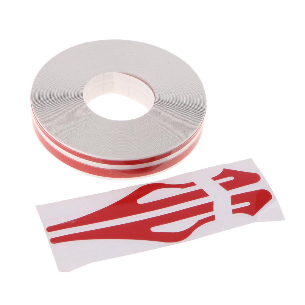 2x Brooches Stripe Tape Vinyl Decal Car Sticker Steamline Dual Line Red
