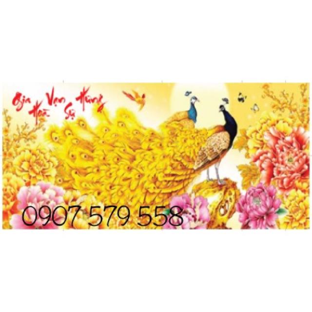 Tranh thêu chữ thập gia hoà vạn sự hưng kt 90x43 cm