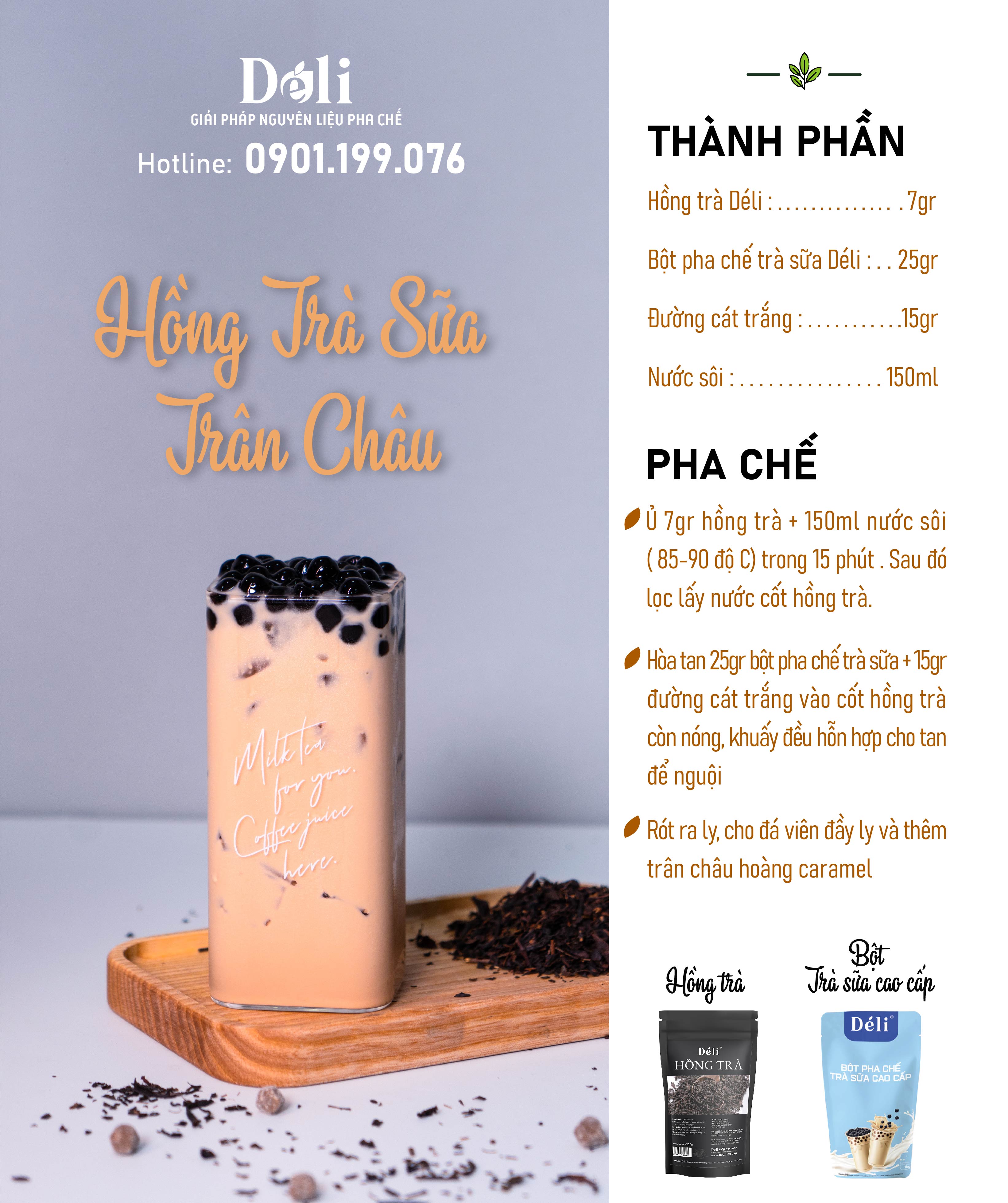 Bột Pha Chế Trà Sữa Cao Cấp Déli - Túi 1KG , bột béo pha trà sữa 