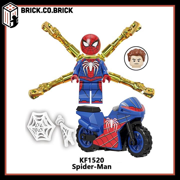 Người Nhện Spider Man Kèm Xe Mô tô cực chất Mô Hình Minifigure Siêu Anh Hùng Marvel Nhện Mạ đuôi vàng KF6137 - KF1523