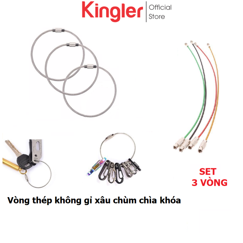 3 Vòng Thép Không Gỉ, Xâu Chùm Chìa Khóa, Có Chốt Ren Vặn Giữ Chặt, Móc Xâu Chùm Khóa, Móc Xâu Đa Năng. Kingler 5090