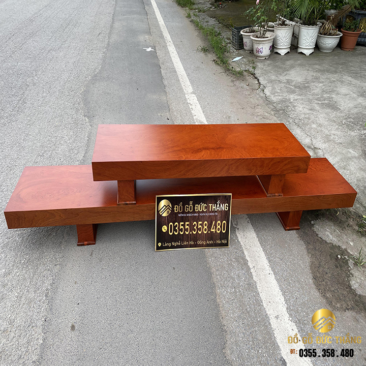 Kệ tivi thớt 3 tầng gỗ hương đá