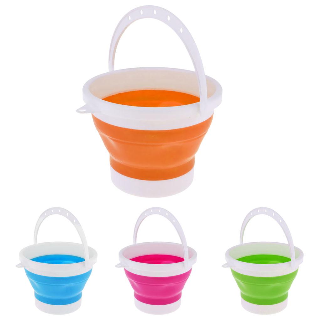 Folding Collapsible Silicone Water Bucket Outdoor Basin S Orange