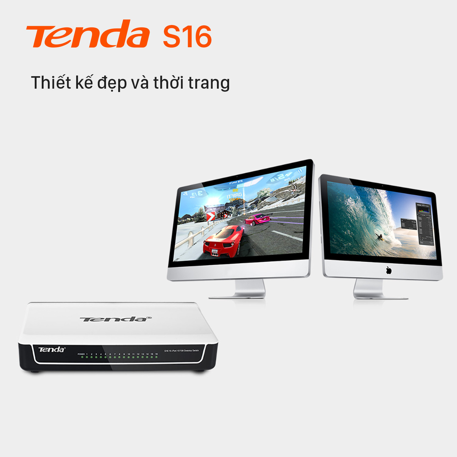 Tenda Bộ chia mạng Switch S16 16 cổng Ethernet 100Mbps - Hàng Chính Hãng