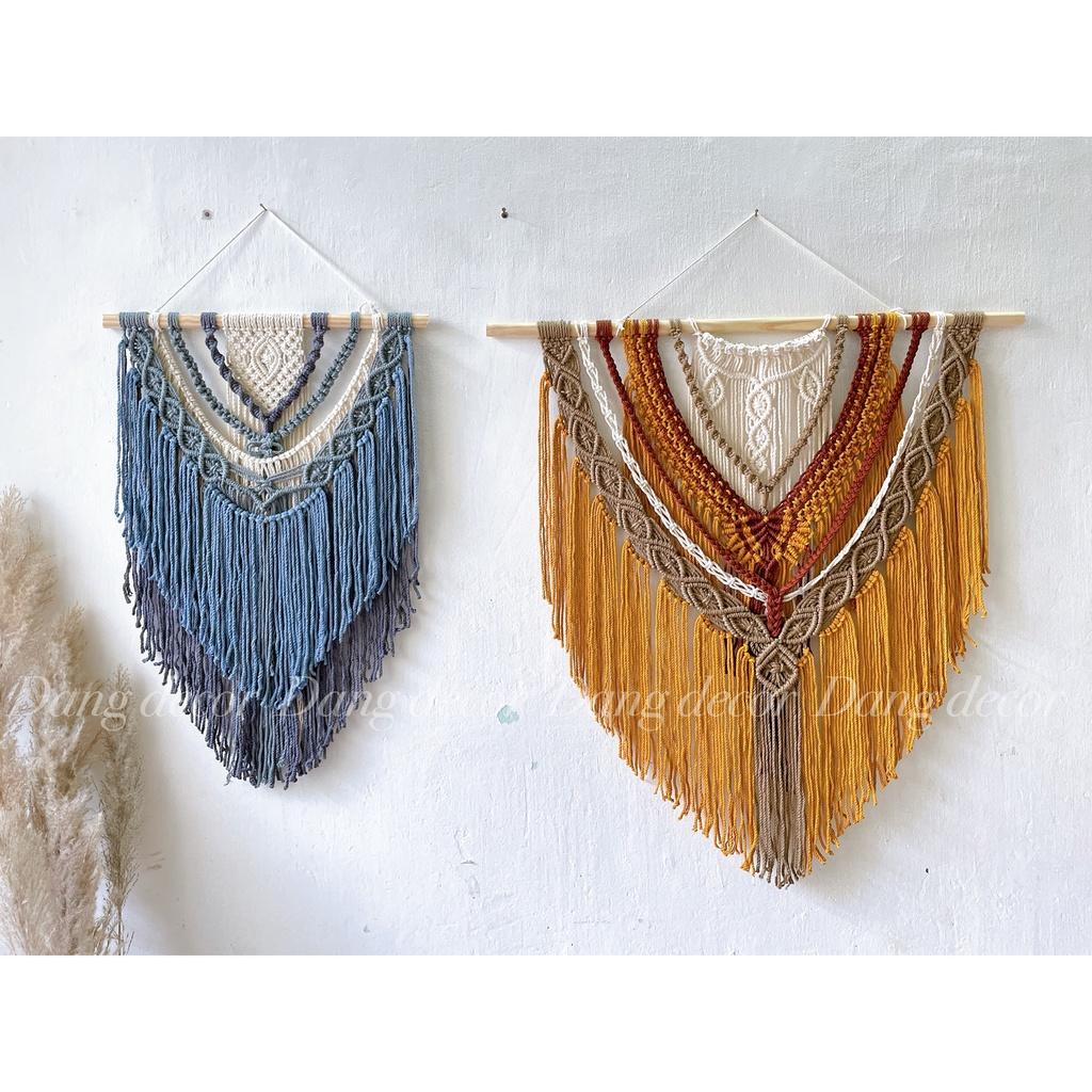 Mành macrame trang trí nhà cửa phong cách Vintage tông màu vàng nâu ấm áp