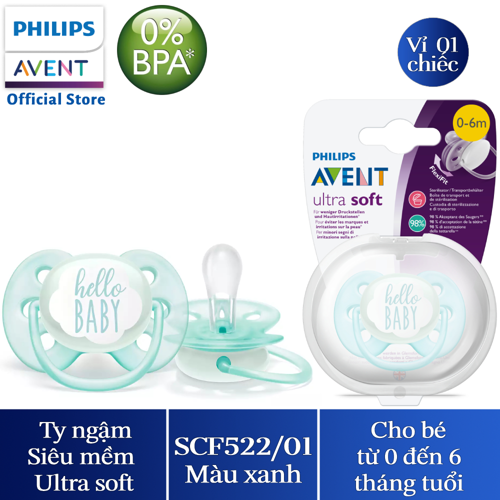 Núm ty ngậm Siêu mềm Philips Avent cho bé từ 0-6 tháng tuổi - Vỉ đơn