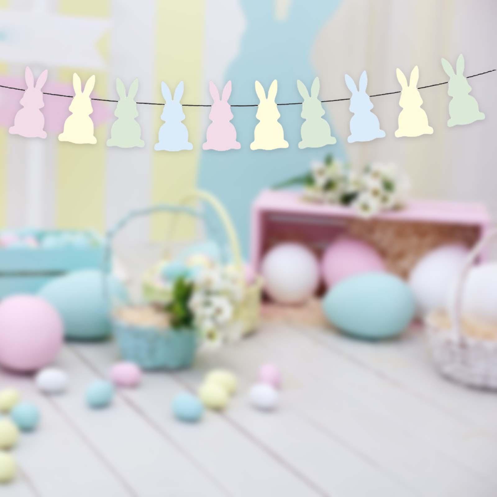 Easter Bunny Banner Wall Hanging Decorations Bunting for Outdoor Party