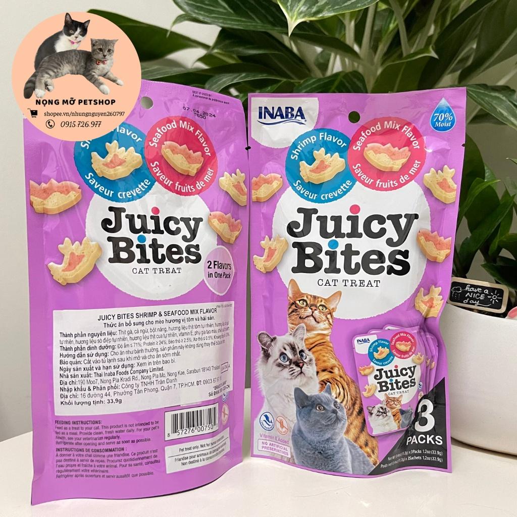 Bánh thưởng mềm Juicy Bites cho mèo nhiều hương vị hấp dẫn 2 vị trong 1 gói 11g