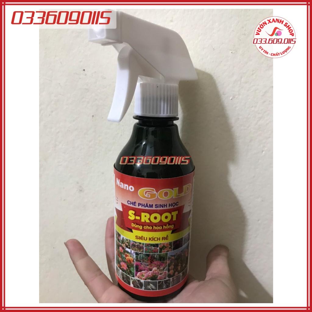 Chế phẩm sinh học dang chai xịt siêu kích rễ S-ROOT nano GOLD dùng cho hoa hồng