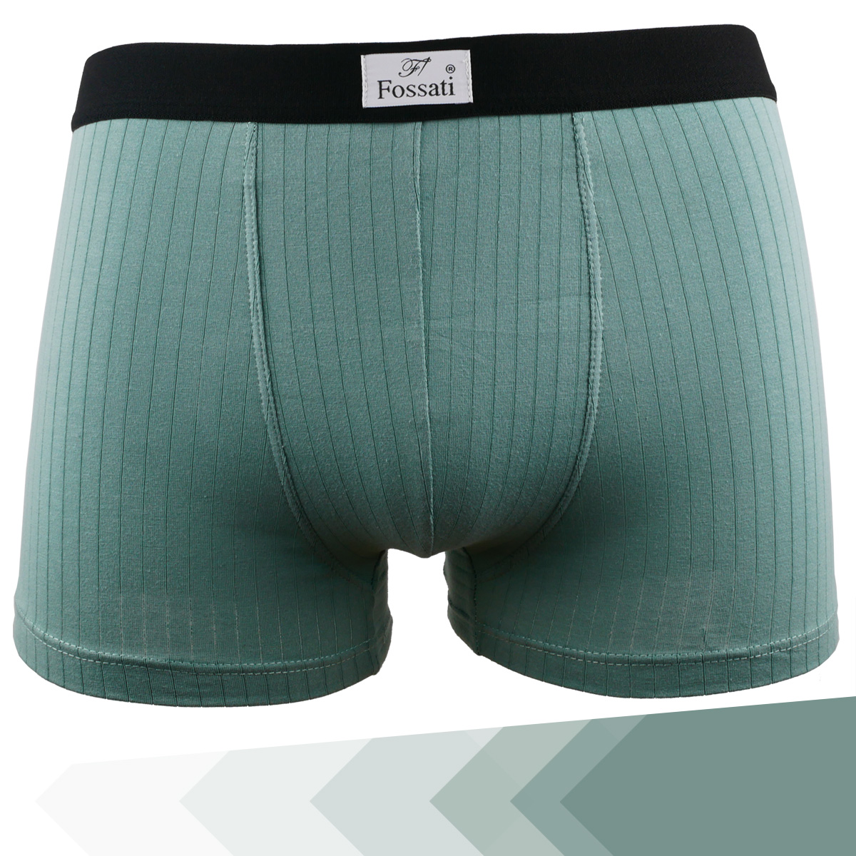 Quần lót nam boxer đùi cotton cao cấp đẹp gợi cảm Fossati Classic Rise co dãn 4 chiều màu xanh trẻ trung, vải 95% cotton 5% Spandex sọc dệt đẹp, may tôn dáng