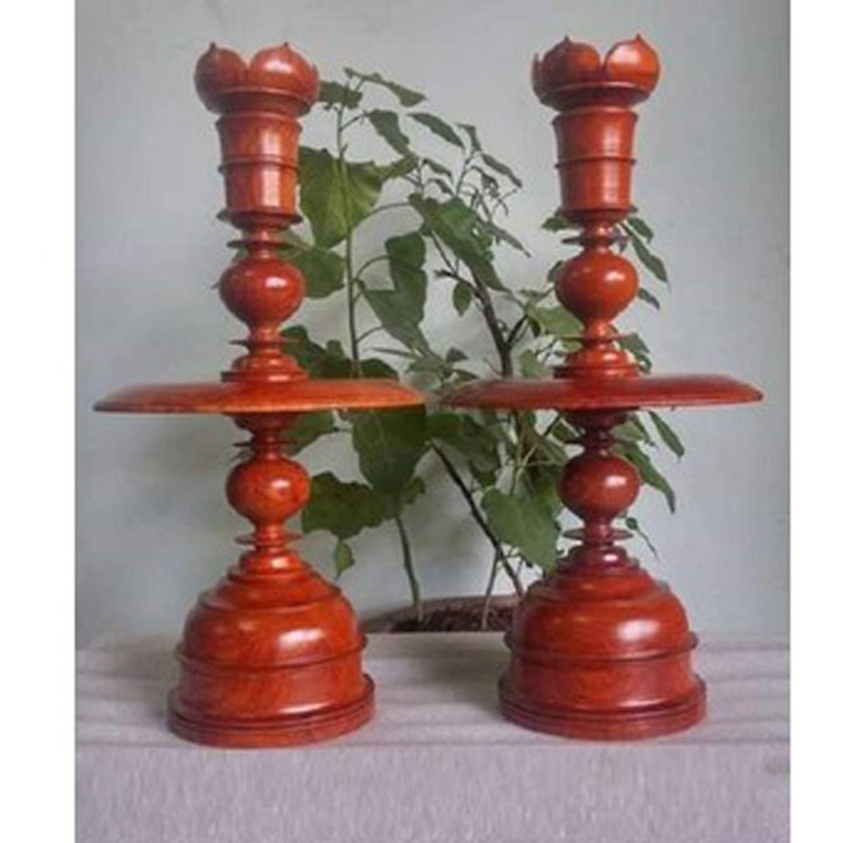 Cặp chân đèn gỗ hương cao 50 cm