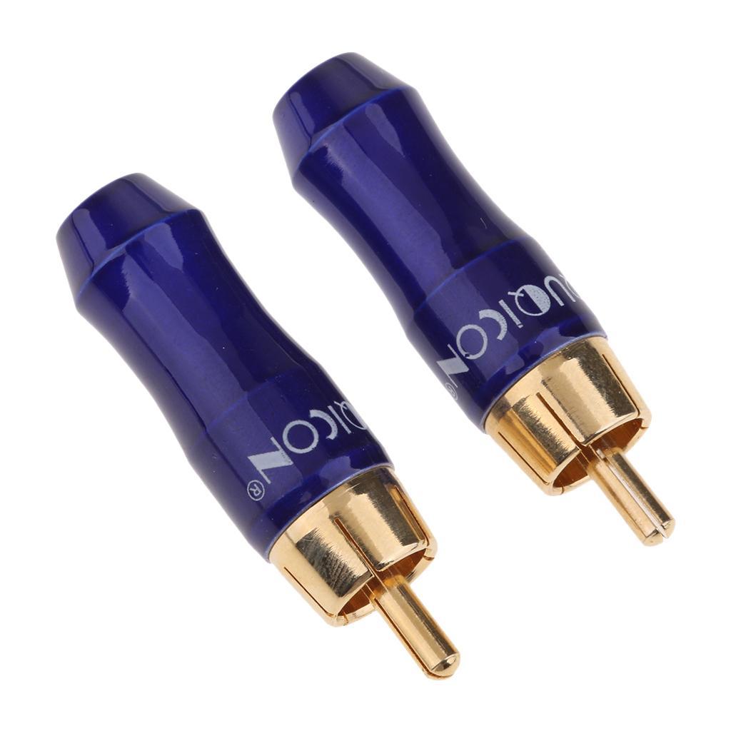 2-piece Gold Plated RCA Male Plug Connector Audio Video Cable Adapter