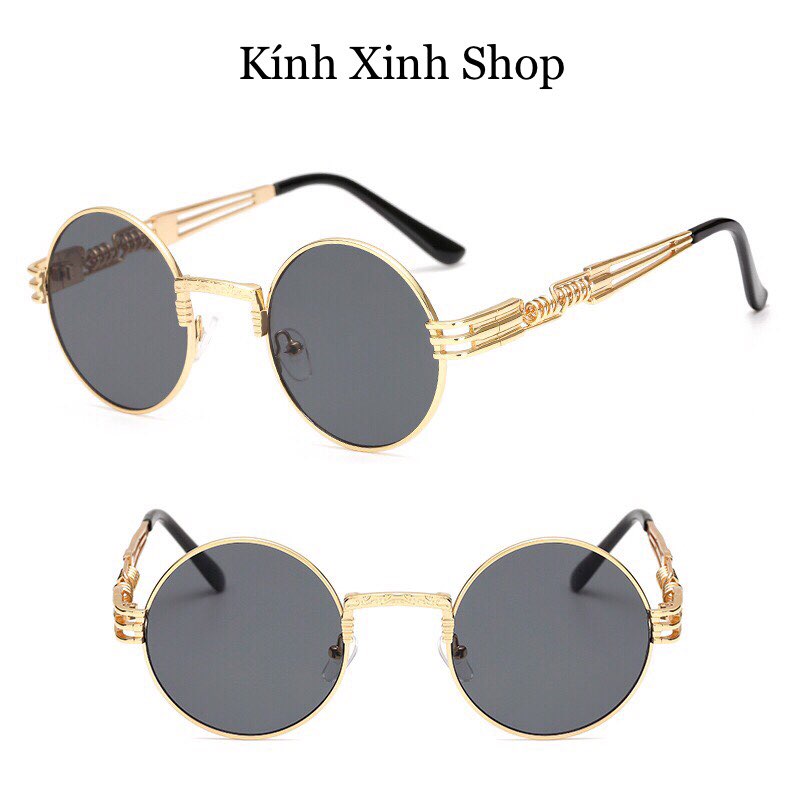 Kính râm, Kính mát Mắt tròn Kim loại lò xo Hàn Quốc - Hàng cao cấp