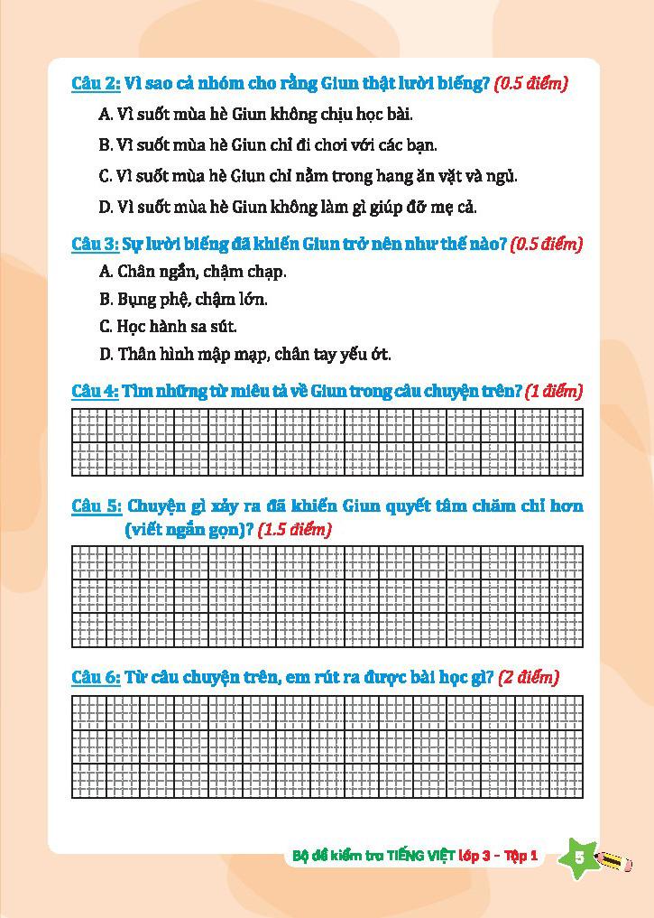 Bộ Đề Kiểm Tra Tiếng Việt Lớp 3 - Tập 1