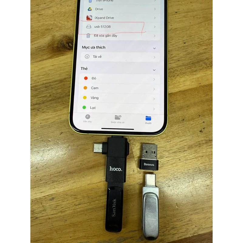 Đầu chuyển đổi OTG 2in1 iP / Type C to USB Hoco UA17 đọc dữ liệu usb cho  điện thoại _  Hàng chính hãng