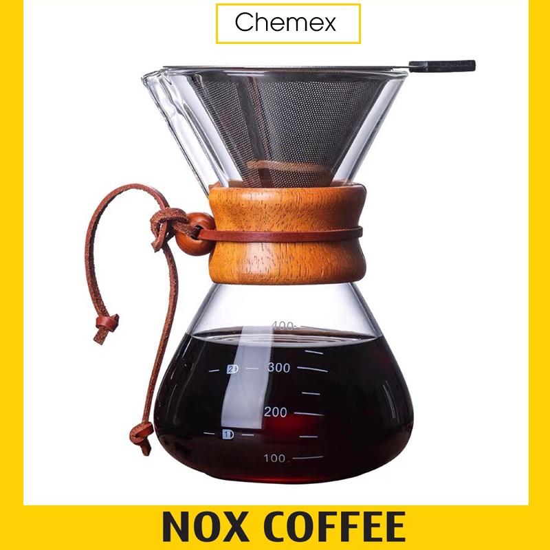 Bình pha cà phê chemex kèm phễu lọc inox