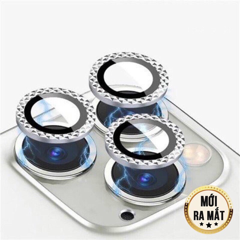 - Combo Bộ 3 Vòng Bảo Vệ Camera  Phay Kim Cương Siêu Sang Chảnh Và Xịn Xò Dành Cho iPhone 12Pro - 12Pro Max - Chống Bụi, Hạn chế vân tay & Mờ Camera - TrắngBạc - NEW