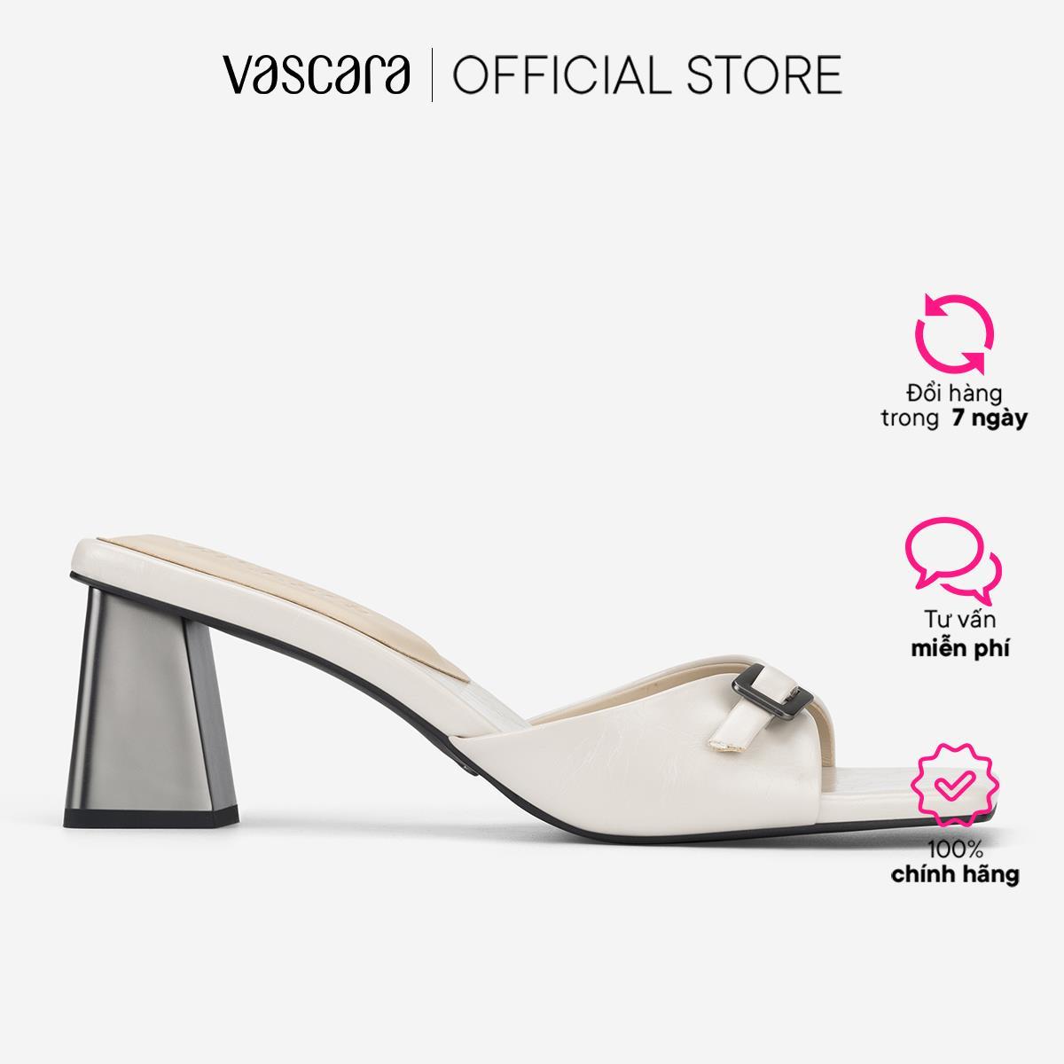 Vascara Guốc Mules Block Heel Nhấn Khóa Trang Trí - GNN 0220