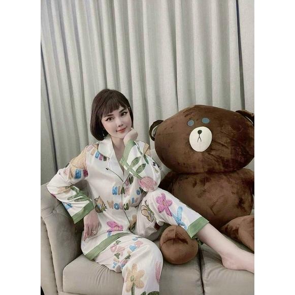 Bộ Lụa Thiết Kế Pijama Cao Cấp phong cách mùa xuân