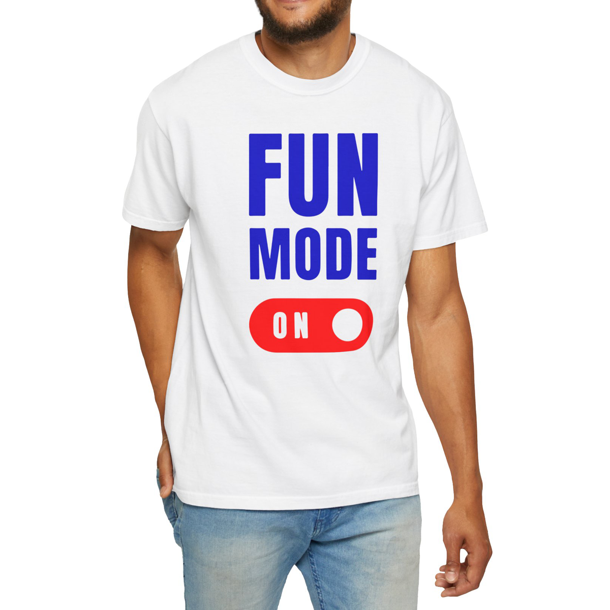 Áo Thun Nam In Chữ FUN MODE Tay Ngắn Cổ Tròn Áo Phông Nam Nữ Form Basic