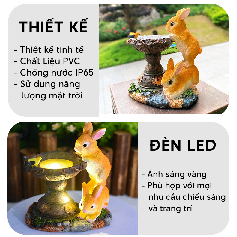Đèn trang trí năng lượng mặt trời hình thỏ, tích kiệm điện, bóng siêu sáng, chống thấm nước - DA3159