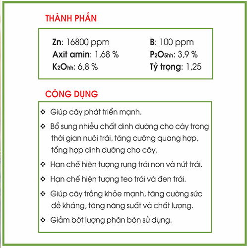 Phân bón vi lượng Amino - Nuôi dưỡng trái non