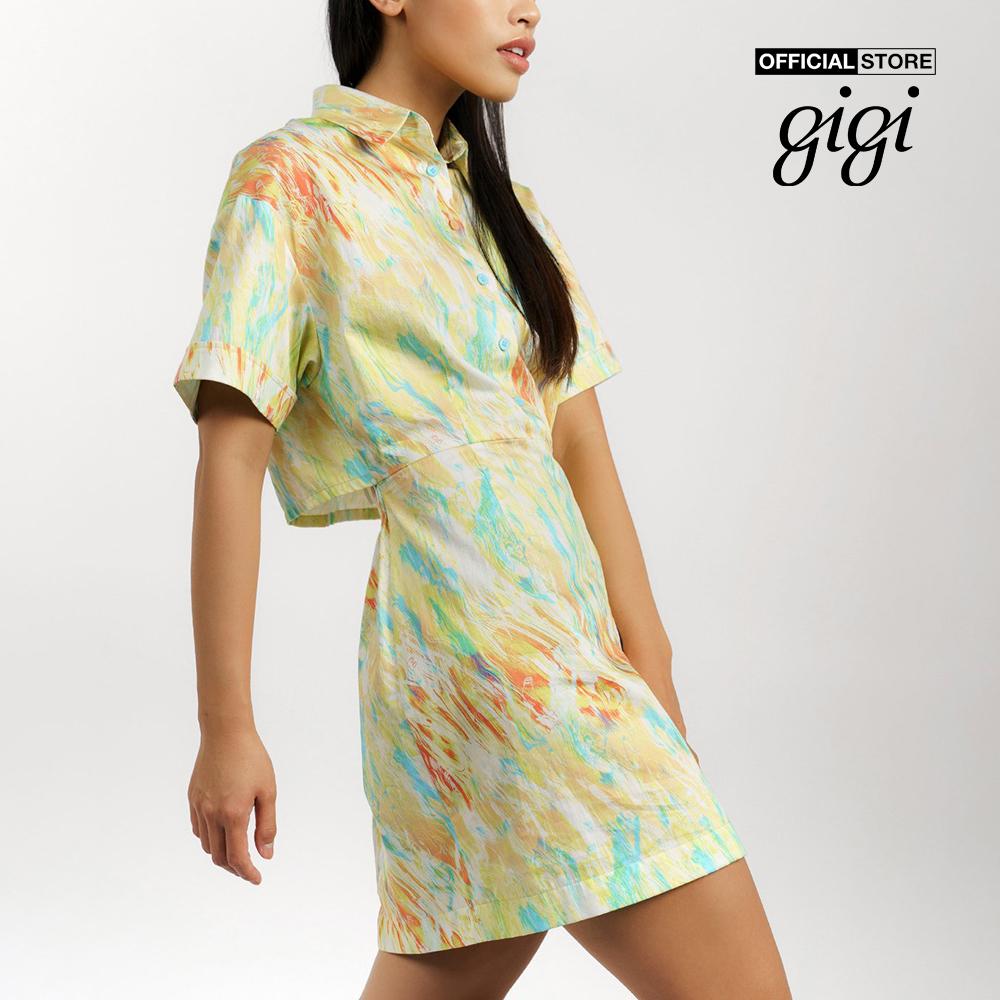 GIGI - Đầm mini sơ mi tay ngắn cổ bẻ hở lưng thời trang G2101D221103