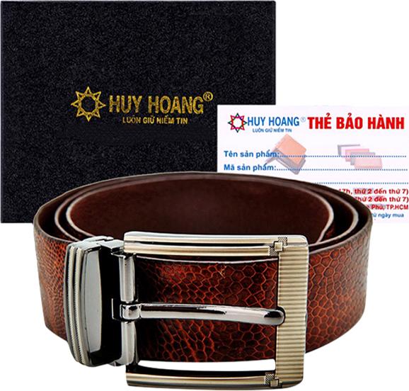 Thắt Lưng Nam Da Đà Điểu Bản Lớn Trơn Đầu Kim Huy Hoàng HT4431 - Nâu Đỏ