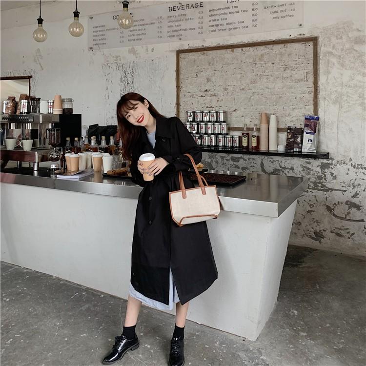Áo khoác nữ kaki dáng dài thu đông Style Hàn Quốc - Có ảnh thật