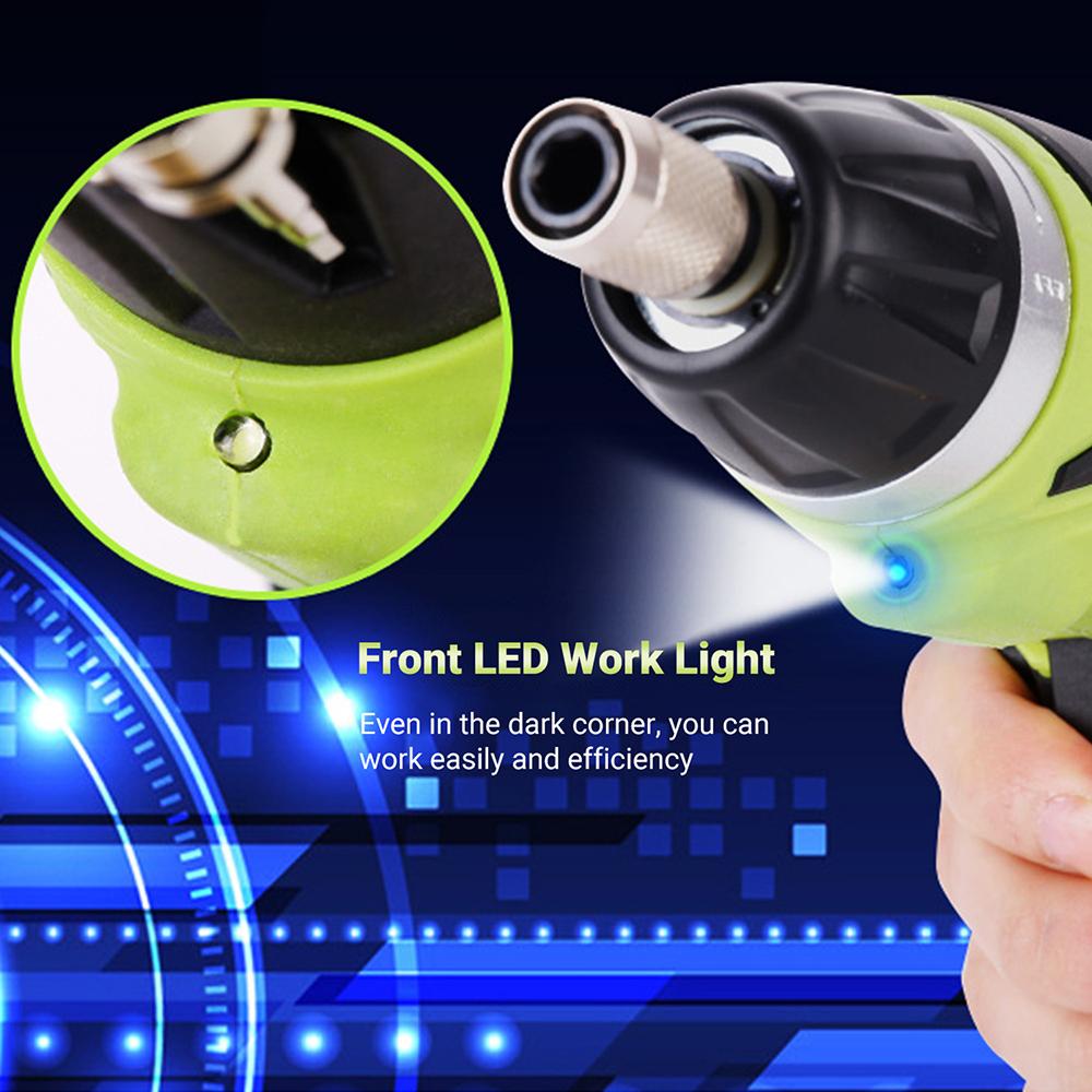 6.0N.m Cordless Electric Screwdriver 2PCS Rechargeable 1500mAh Li-ion 7 Torque Setting 2 Position Handle with LED Light