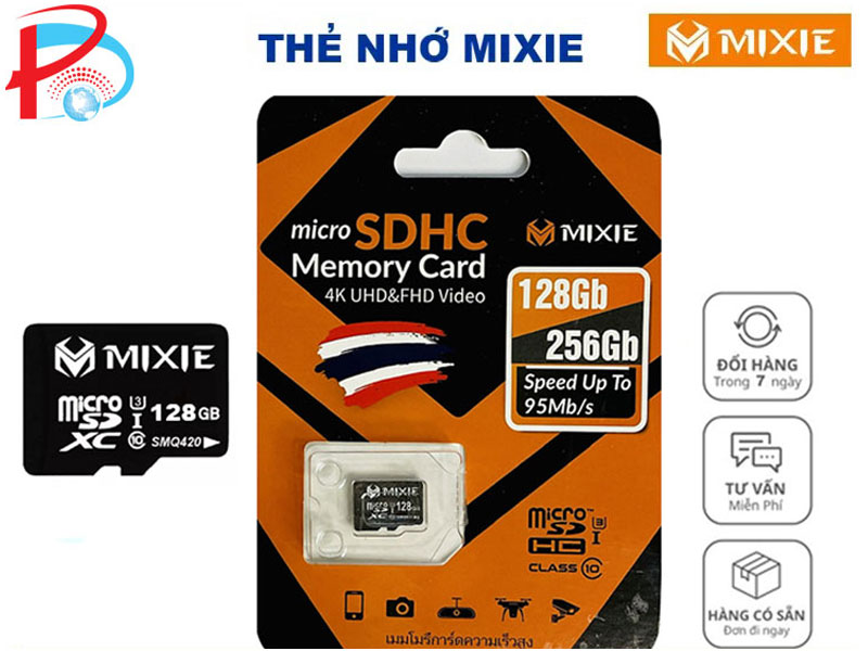 Thẻ Nhớ Mirco SD Mixie 256Gb - Thẻ Nhớ Mixie 128Gb Class 10 Chuyên Ghi Hình Cho Camera, Máy Ảnh và Điện Thoại - Hàng Chính Hãng