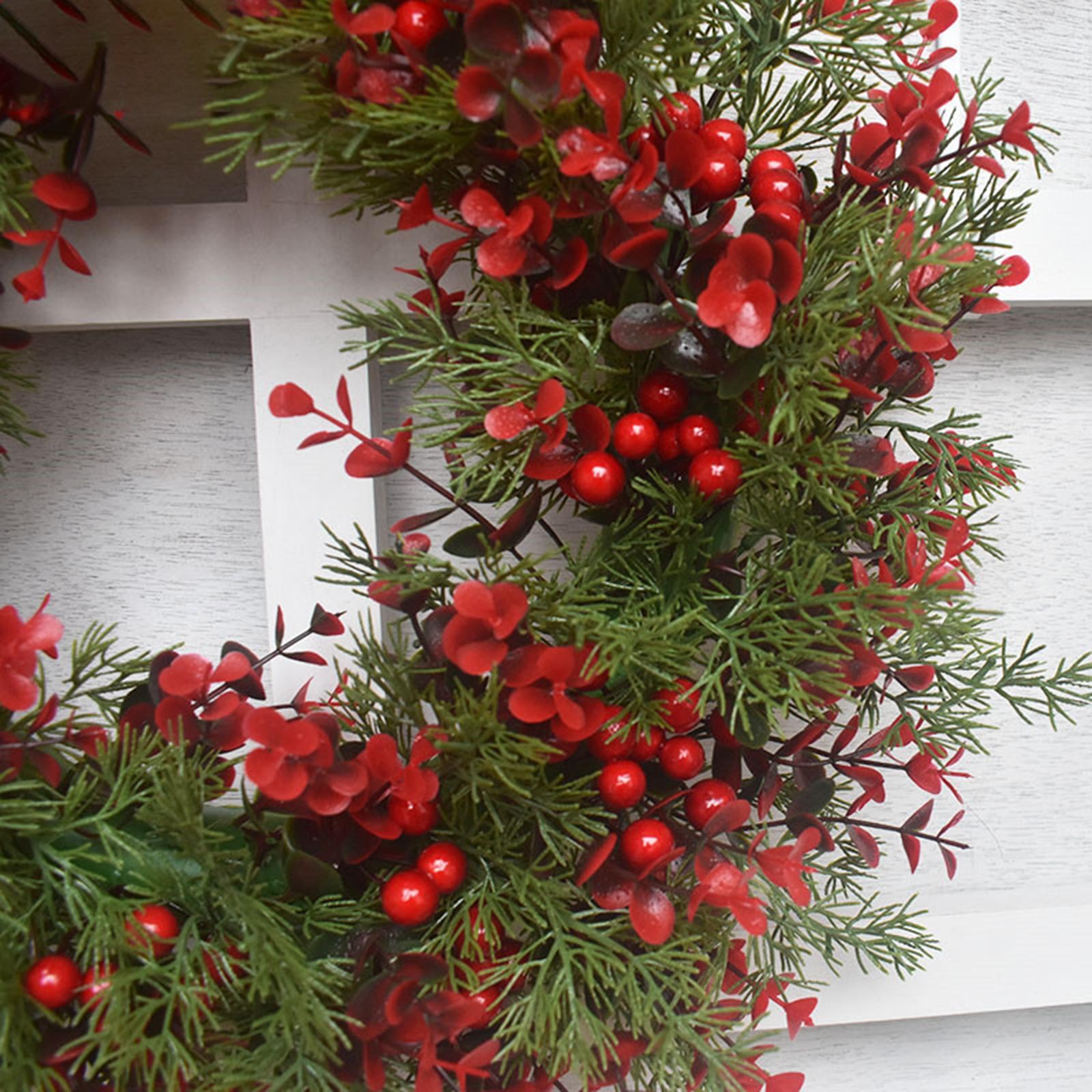 Christmas Wreath Xmas Wreath Indoor Outdoor Holiday Garland Front Door Wreath for Fireplace Bedroom Balcony Dining Room Party