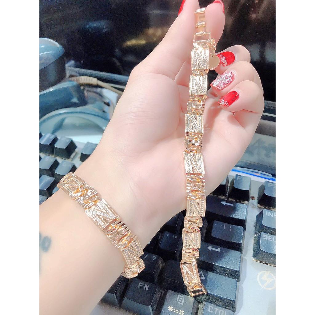 Lắc Tay Nam Chi Tiết Chữ N Đính Đá