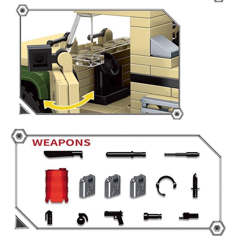 Đồ chơi Lắp ráp Xe Humvee Quân sự, Mingdi K0263 Heavy Weapons, Xếp hình thông minh, Mô hình quân sự