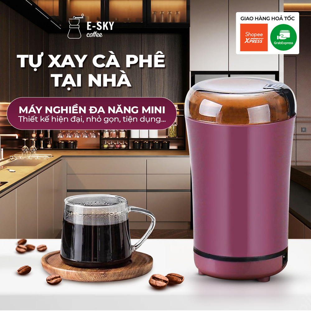 Máy Xay Cà Phê Mini E-sky Coffee Nhỏ Gọn Tiện Lợi Đa Năng, Máy Xay Tỏi Ớt, Hạt Khô, Ngũ Cốc Siêu Mịn, Siêu Nhanh