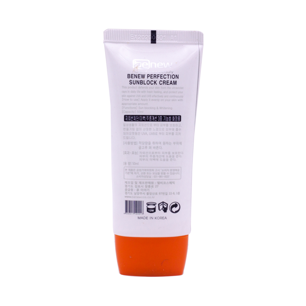 Kem chống nắng cho da khô cao cấp Hàn Quốc Benew Perfection SPF 50 PA+++ (50ml) - Hàng chính hãng.