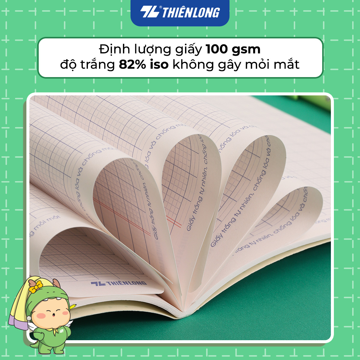 [TẶNG 01 CUỐN] Combo 5 Tập học sinh 80 trang 4 ô ly vuông 2.5mm 100gsm NB-123 Thiên Long - Mẫu ngẫu nhiên