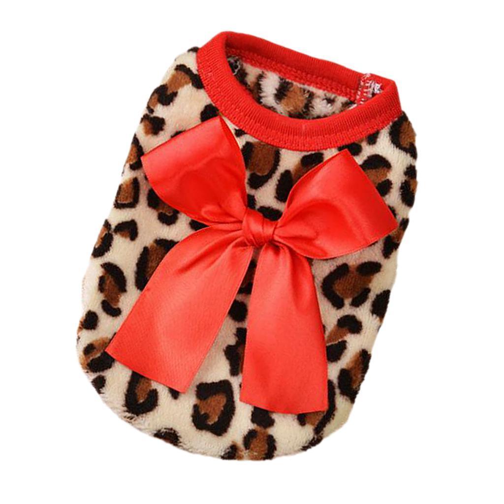 Two Colors Leopard Design Coral Fleece Puppy Clothes Pet Dress Vest