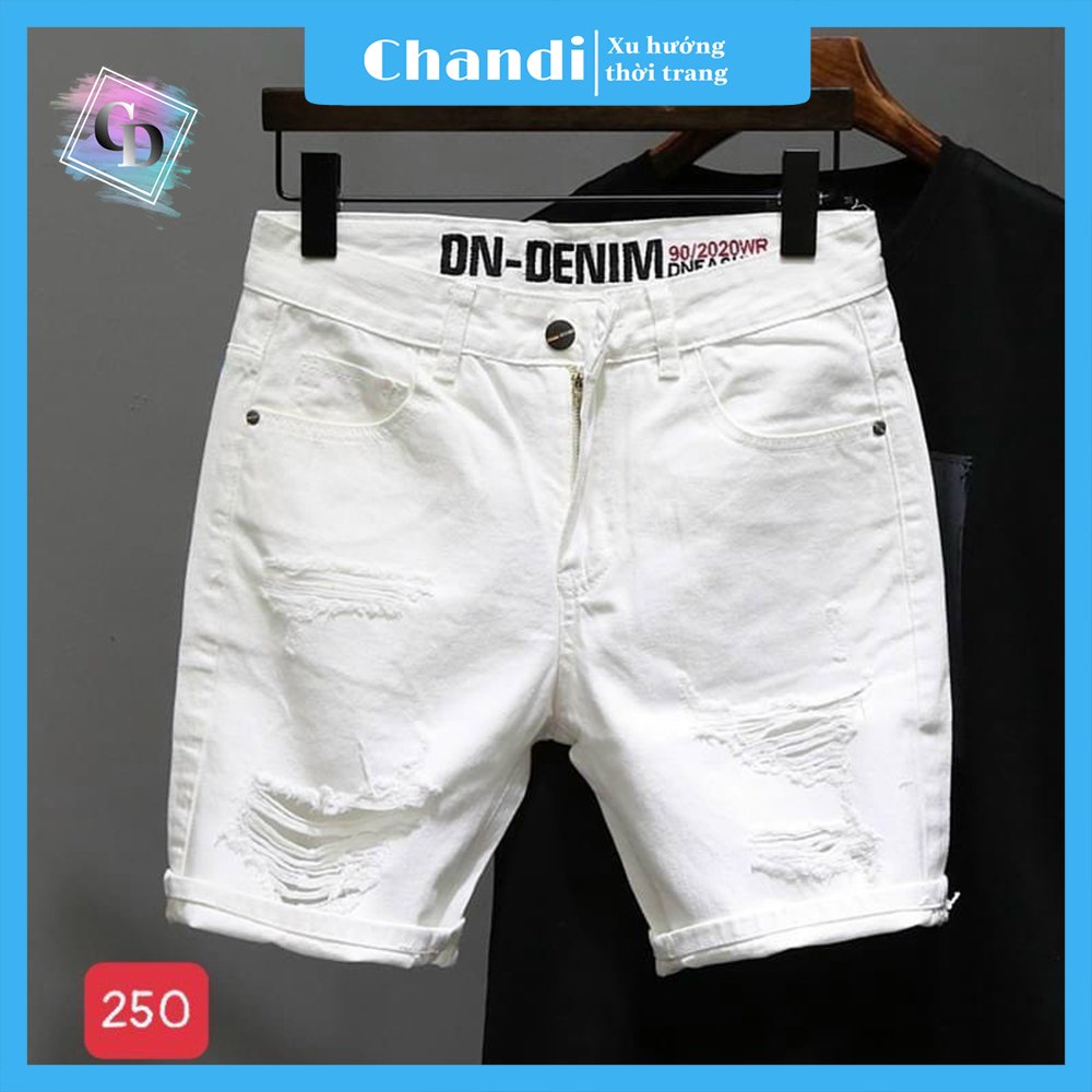 Quần Short Jean Nam co dãn kiểu dáng trẻ trung đơn giản Thương Hiệu Chandi, quần sọt mẫu mới xu hướng QSJN250