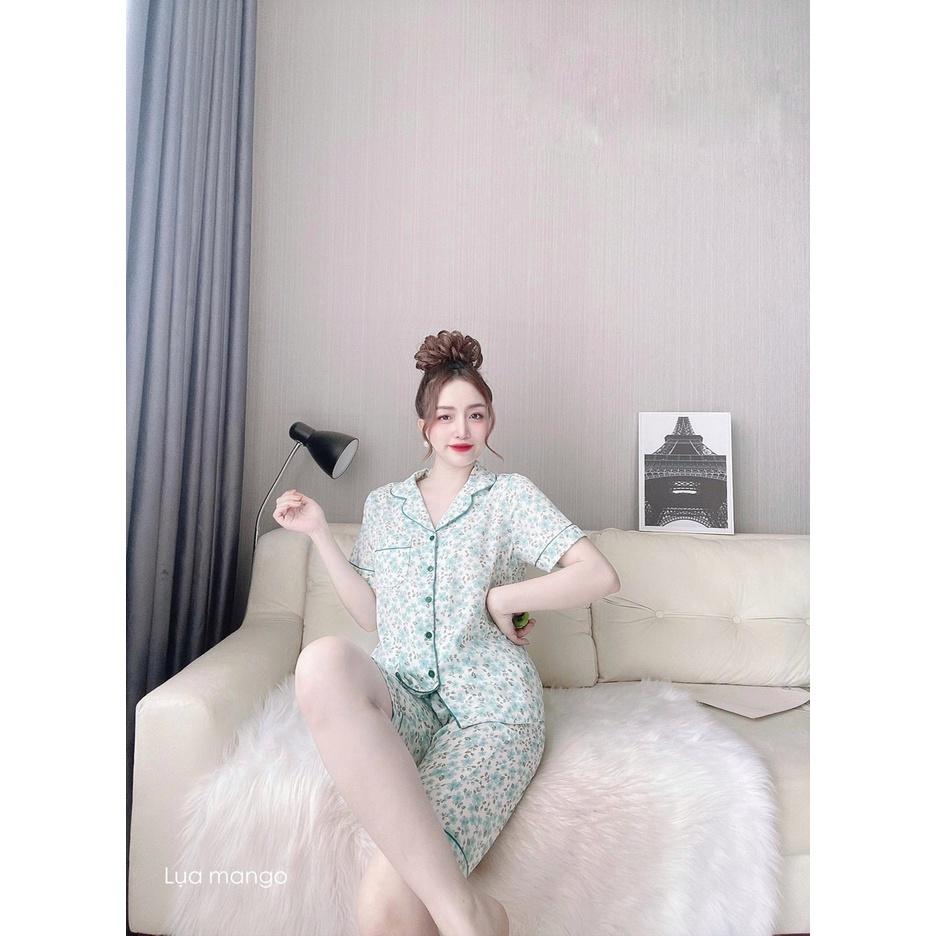 Đồ Bộ Lụa Pijama Quần Lửng Tay Ngắn Họa Tiết Xinh Xắn Chất Lụa Mềm Mát