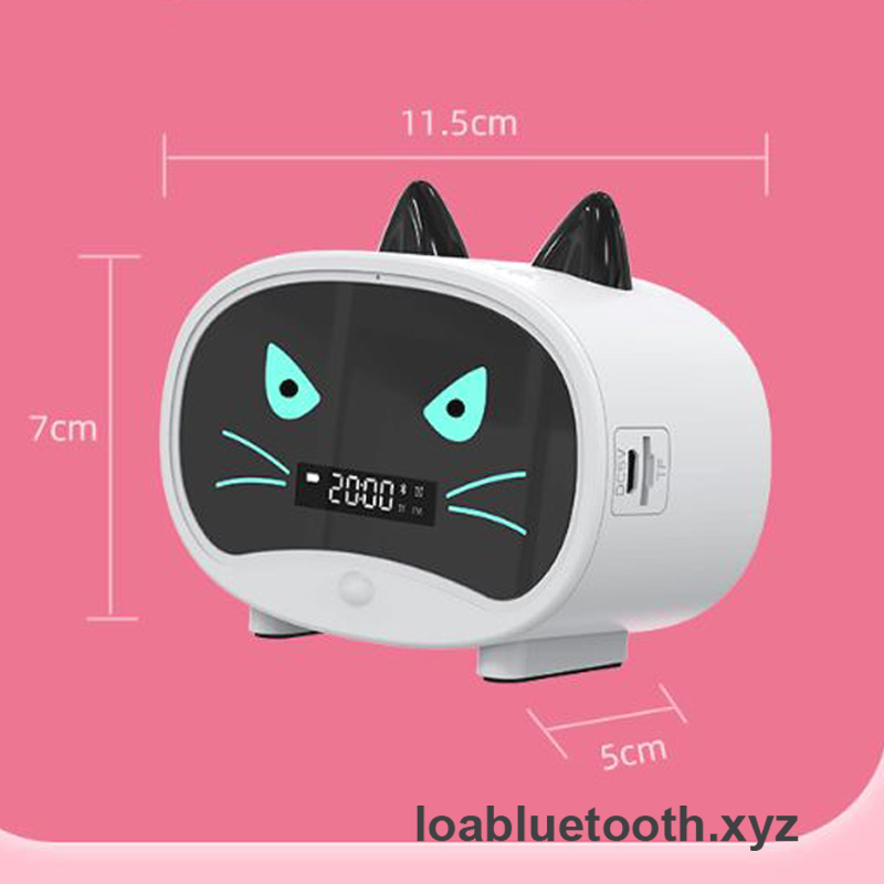 Loa bluetooth mini JM02 giá rẻ đồng hồ hình tai mèo dễ thương, bass mạnh, pin 8 giờ