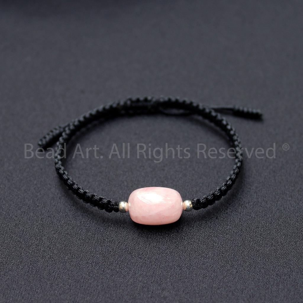 Vòng Tay Thắt Dây Lu Thống Thạch Anh Hồng Tự Nhiên , Lu Thống 15x11MM, Vòng Tay Phong Thuỷ, Mệnh Hoả, Thổ - Bead Art