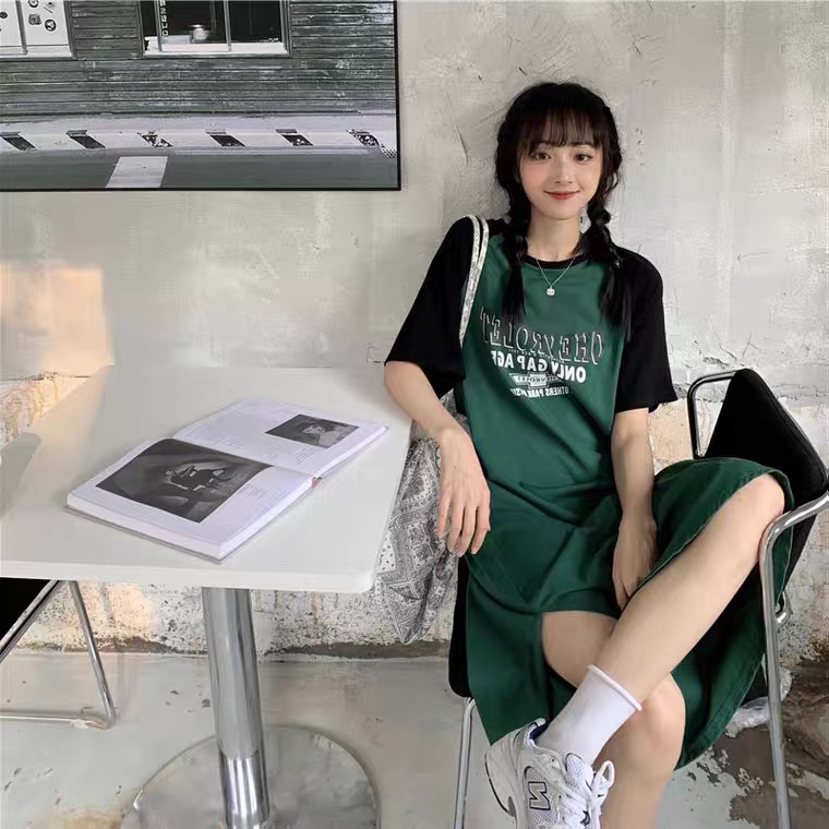 Váy Suông Ulzzang Cộc tay Vẻ năng động